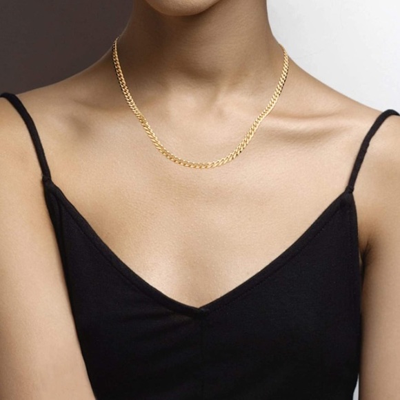 18k Italy 5mm Cuban Diamond Curb Link Necklace Unisex - Picture 4 of 6